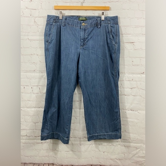 Eddie Bauer Denim - Eddie Bauer Capris Womens Plus Size 14 Blue Cropped High Rise Pants